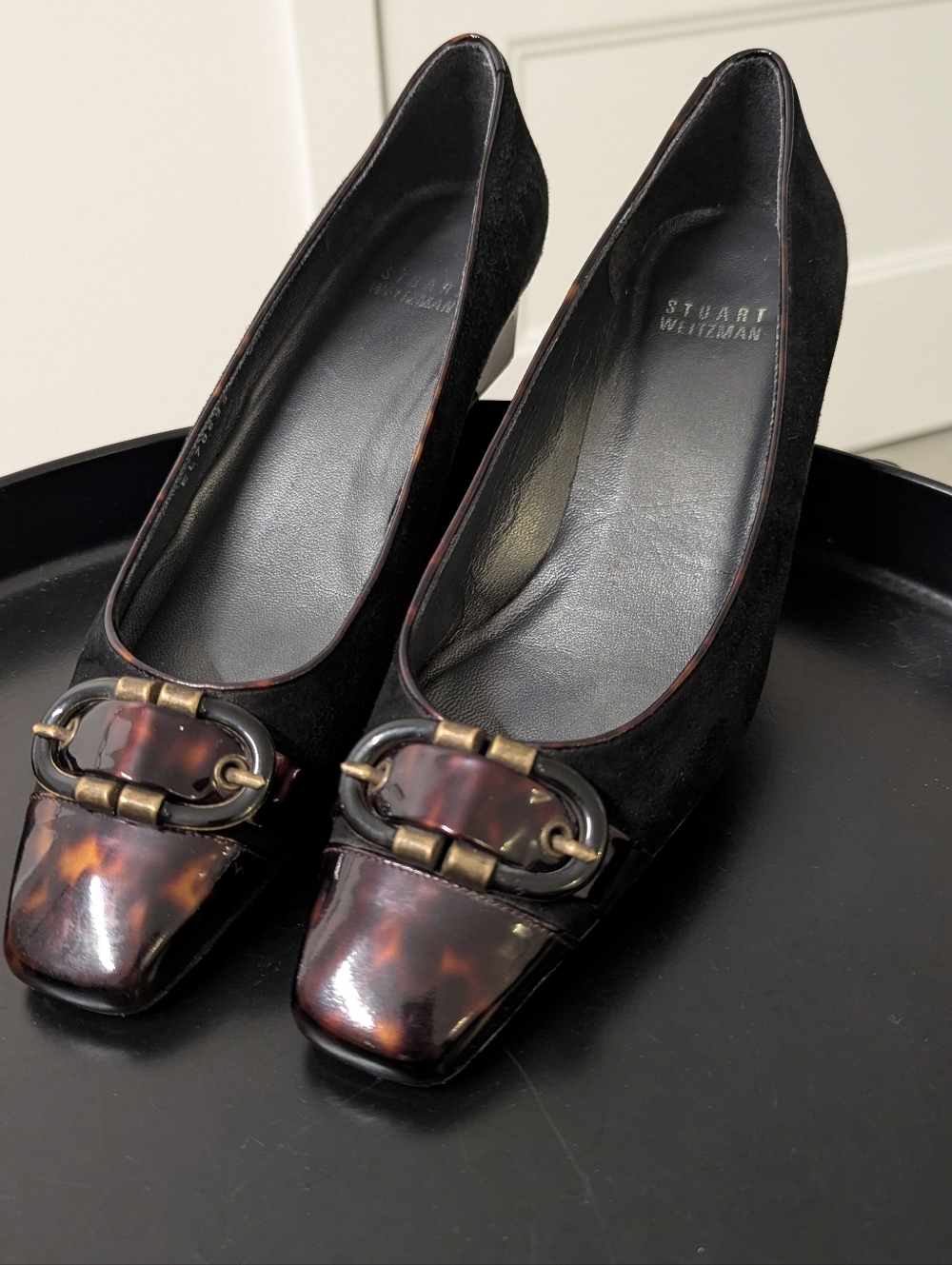 Stuart Weitzman Vintage Tortoise Cap Toe Wedge Pumps Suede 6.5 Made in Spain - Picture 2 of 8